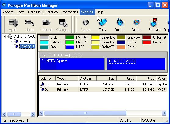 Partition Manager main window. View your hard disks and partitions.